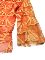 Vintage 2000s Y2K Save The Queen Orange Abstract Lightweight Mesh Patchwork Summer Blazer Jacket | Size S
