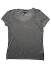 Vintage 2000s Y2K Emporio Armani Grey & Gold Sparkle Metallic Short Sleeve Scoop Neck T-Shirt  | Size M