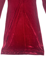 Vintage 80s Rocco Barocco Red Velvet Mockneck Long Sleeve Formal Dress with Mesh Cutout | Size XL
