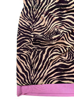 Vintage 2000s Y2K Alesandro Dell’acqua Brown & Pink Tiger Animal Print Sleeveless Layered Mini Dress with Cinched Drop Waist & Tie Details | Size M
