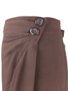 Vintage 90s Y2K Marella Mod Minimalist Chic Solid Basic Brown Straight Silhouette Draped Maxi Skirt | Size L