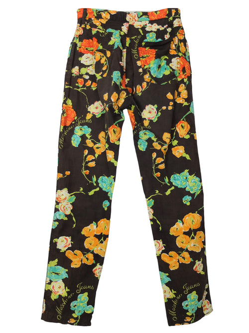 Vintage 2000s Y2K Moschino Jeans Brown & Orange Floral Print High Waisted Trouser Pant | 27.5 Inch Waist