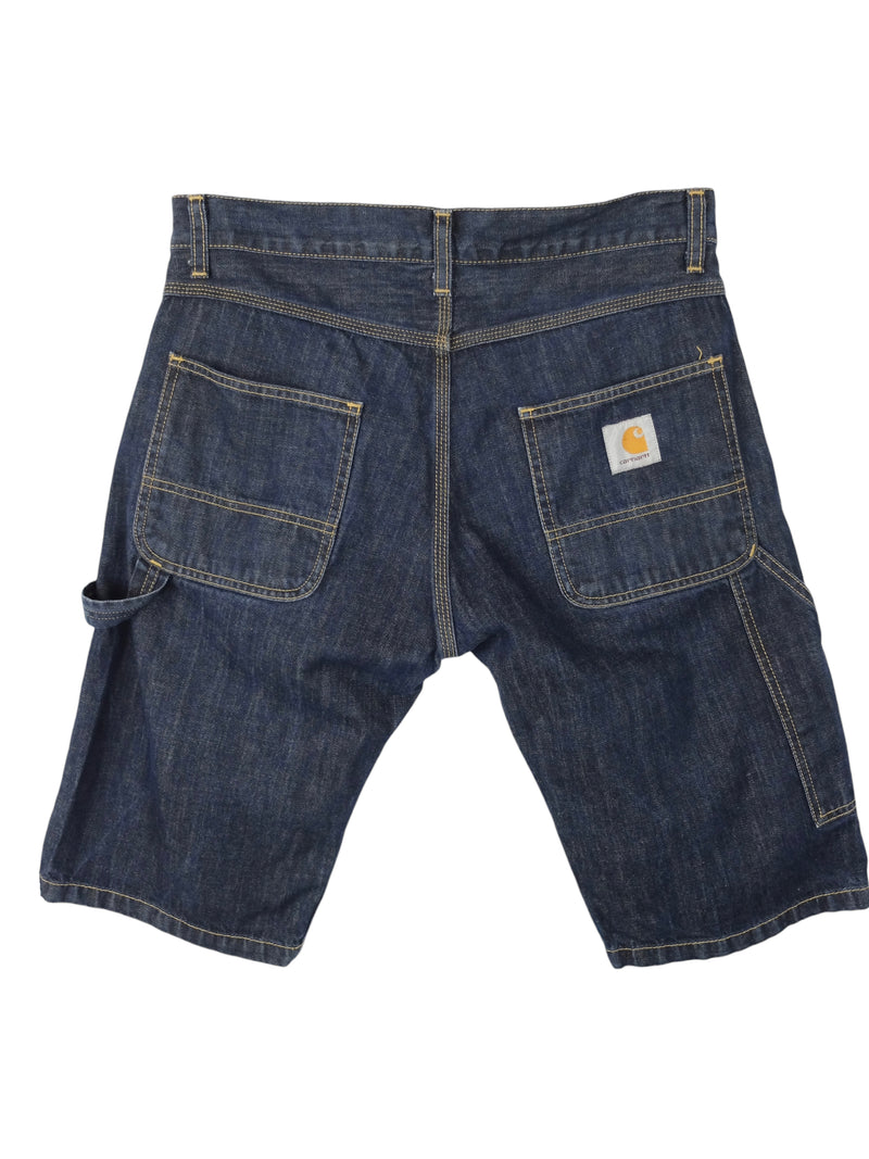 Vintage 2000s Y2K Carhartt Streetwear Utilitarian Dark Wash Blue Denim Jean Bermuda Jort Shorts | 34 Inch Waist