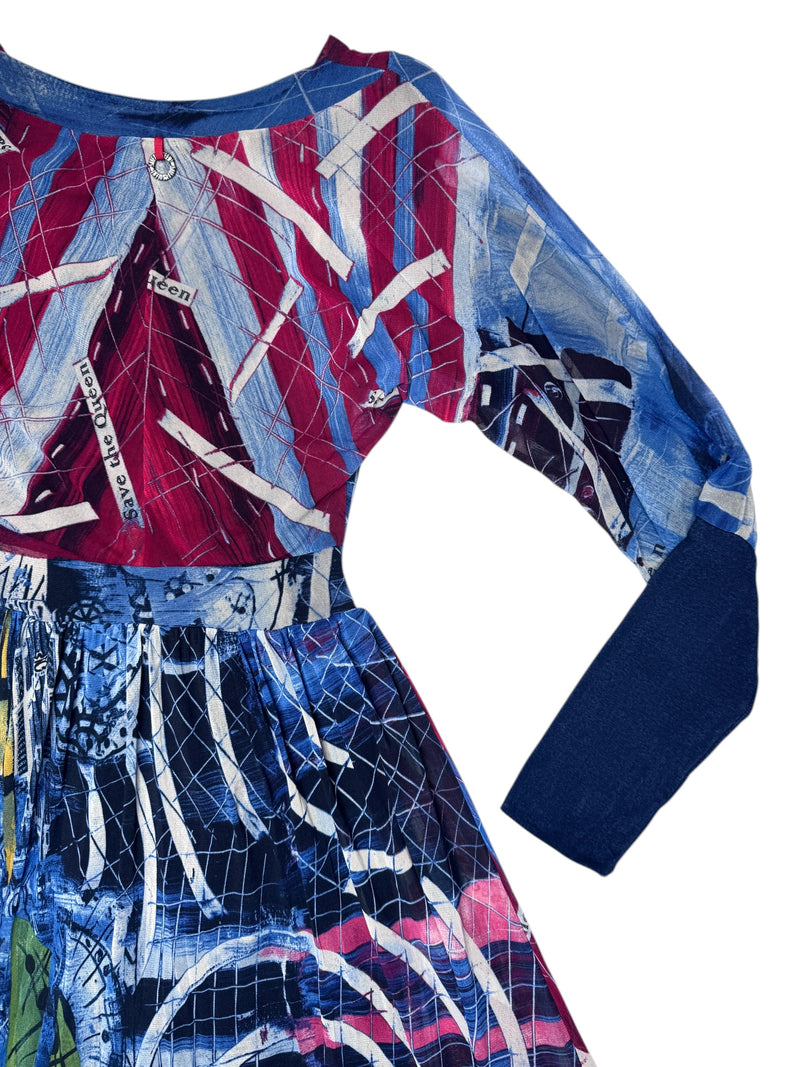 Vintage 2000s SAVE THE QUEEN Long Sleeve Blue Multicolored Abstract Me – Thee Cultivator