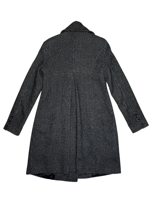 Vintage 2000s Wool Blend Grey Tweed Double Breasted Peacoat | Size M