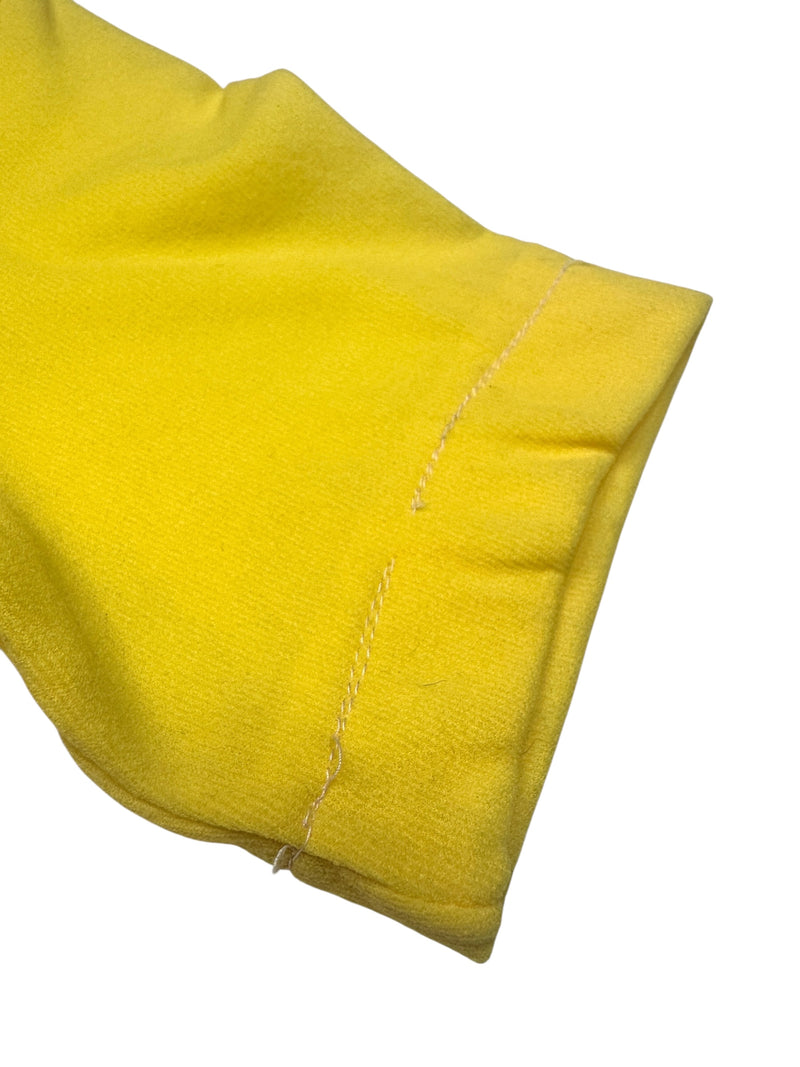 Vintage 90s Y2K Fiorucci Bright Yellow Short Sleeve Button Down V-Neck Mesh Top | Size XS-S