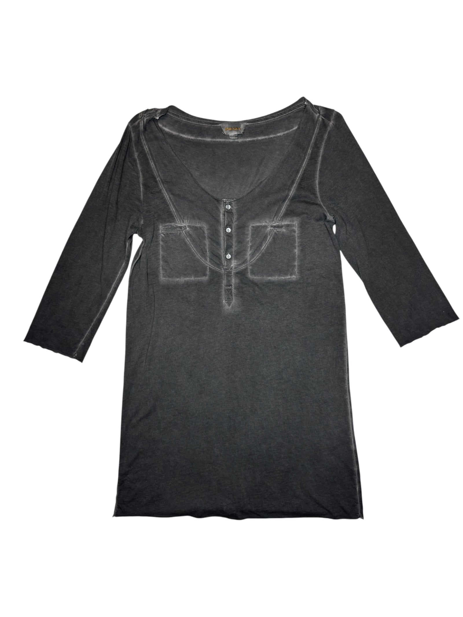 Vintage 2000s DIESEL Grey Stone Washed 3/4 Sleeve Tunic Shirt | Size L