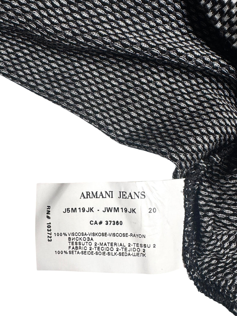 Vintage 2000s Y2K Armani Jeans V-Neck Button Down Black 3/4 Sleeve Blouse | Size L