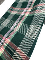 Vintage 70s Mod Bohemian Hippie High Waisted Wool Green & Pink Tartan Check Print Wide Leg Trousers | 26 Inch Waist
