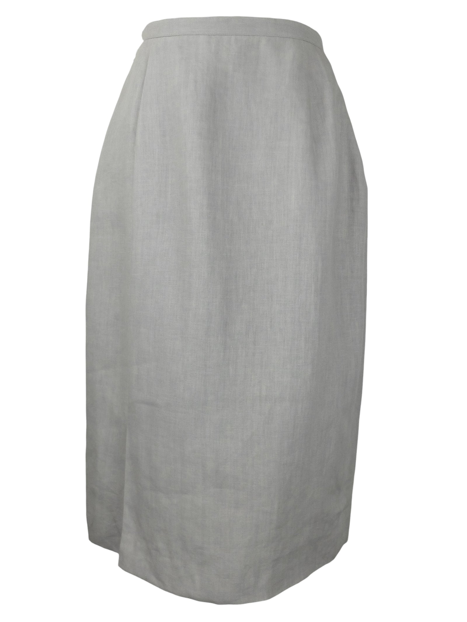 Vintage 90s Y2K Miss V Valentino Mod Solid Basic Grey High Waisted Straight Silhouette Below-the-Knee Midi Skirt | 26.5 Inch Waist