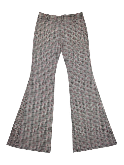 Vintage 2000s Low Rise Red Black & White Tartan Plaid Flared Bell Bottom Trousers | Size S-M