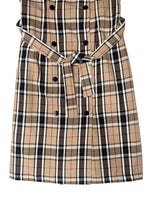 Vintage 90s Y2K Preppy Tartan Plaid Check Print Sleeveless Collared Button Down Midi Dress with Waist Tie | Size M