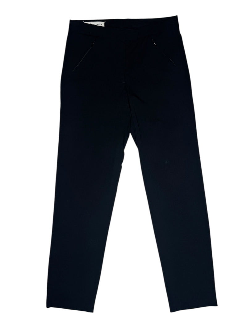 2010s Margiela MM1 Minimalist Basic Black Mid-High Rise Slim Fit Cigarette Trousers | 27 Inch Waist