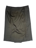 Vintage 2000s Galliano Moss Green Straight Silhouette Midi Skirt | Size XS