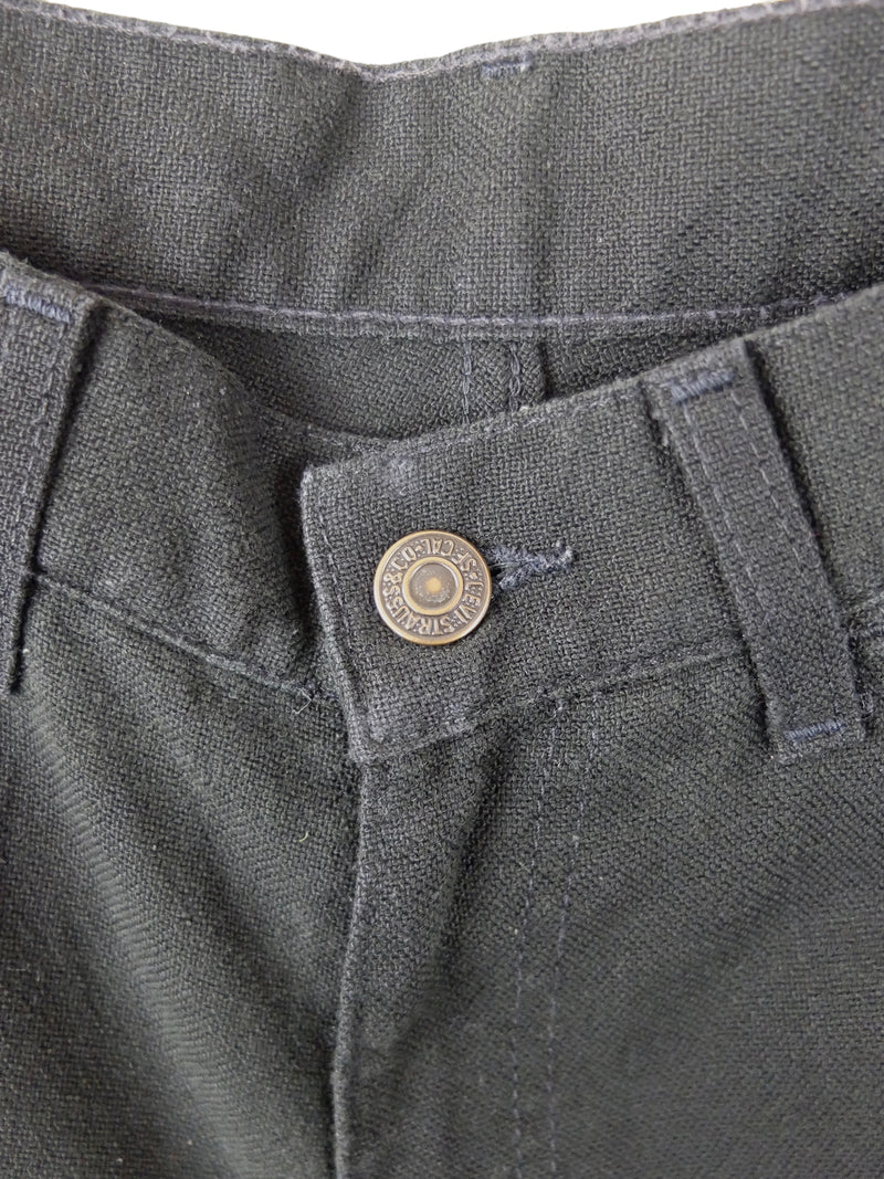 Vintage 80s Men’s Utilitarian Streetwear Basic Black Levi’s Straight Leg Sta-Prest Trouser Jeans | 29 Inch Waist