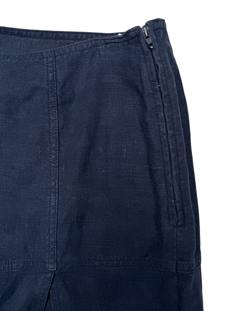 Vintage 2000s Y2K Moschino Preppy Minimalist Navy Blue Low Rise Skirt With Side Slit | Size S