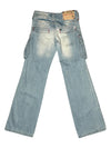 Vintage 2000s Y2K Low Rise Cargo Style Faded Light Wash Denim With Front Pockets | 28 Inch Waist