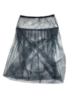 Vintage 2000s Grey Abstract Transparent Layered Bubble Chiffon Midi Skirt | Size M