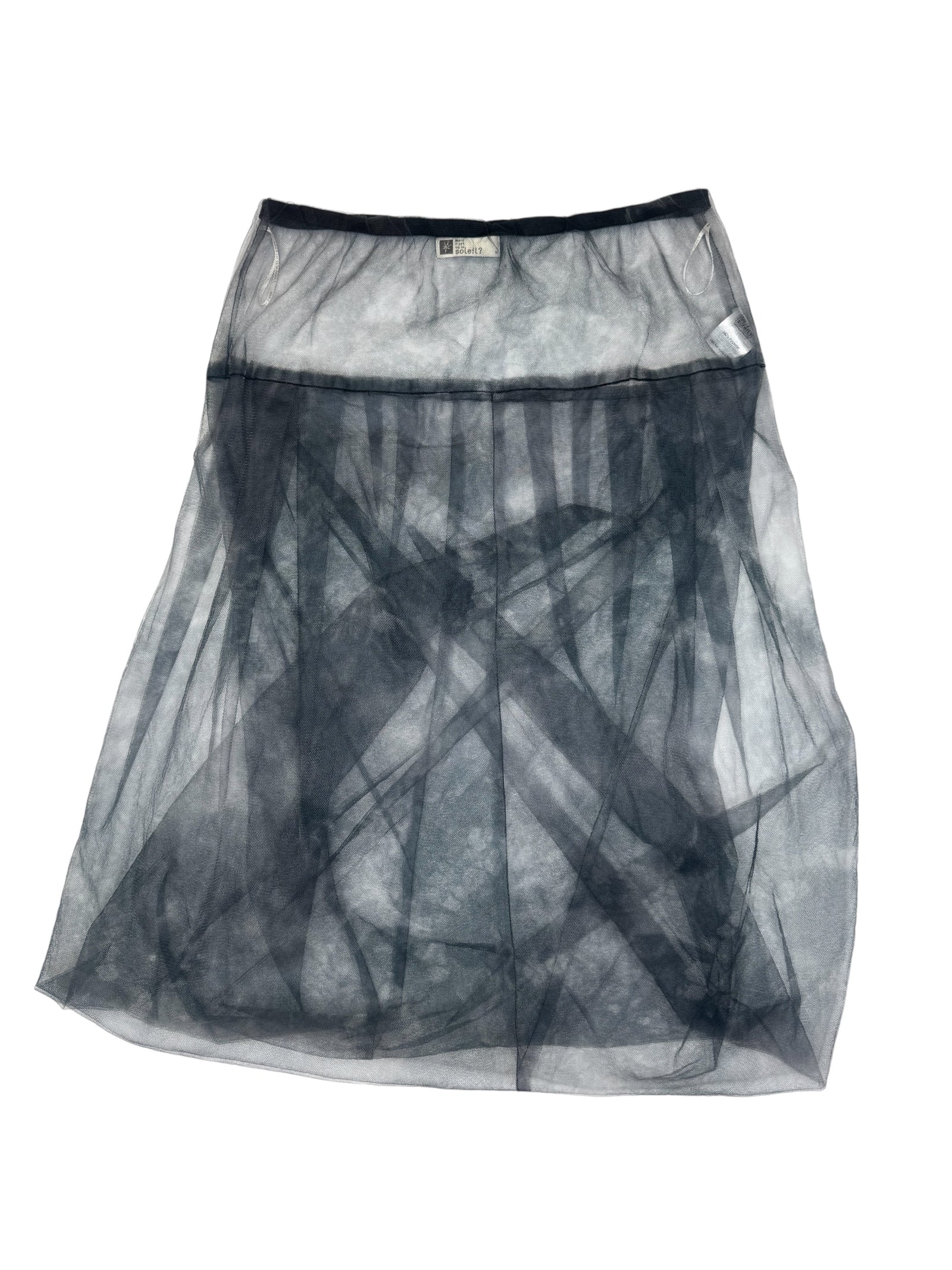 Vintage 2000s Grey Abstract Transparent Layered Bubble Chiffon Midi Skirt | Size M