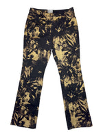 Vintage 2000s Black & Gold Bleach Splatter Tie Dye Mid Rise Straight Bootcut Trousers | Size M