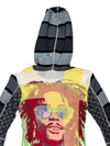 Vintage 2000s Y2K Custo Barcelona Streetwear Fitted Abstract Multicoloured Graphic Hooded Long Sleeve Shirt | Size S