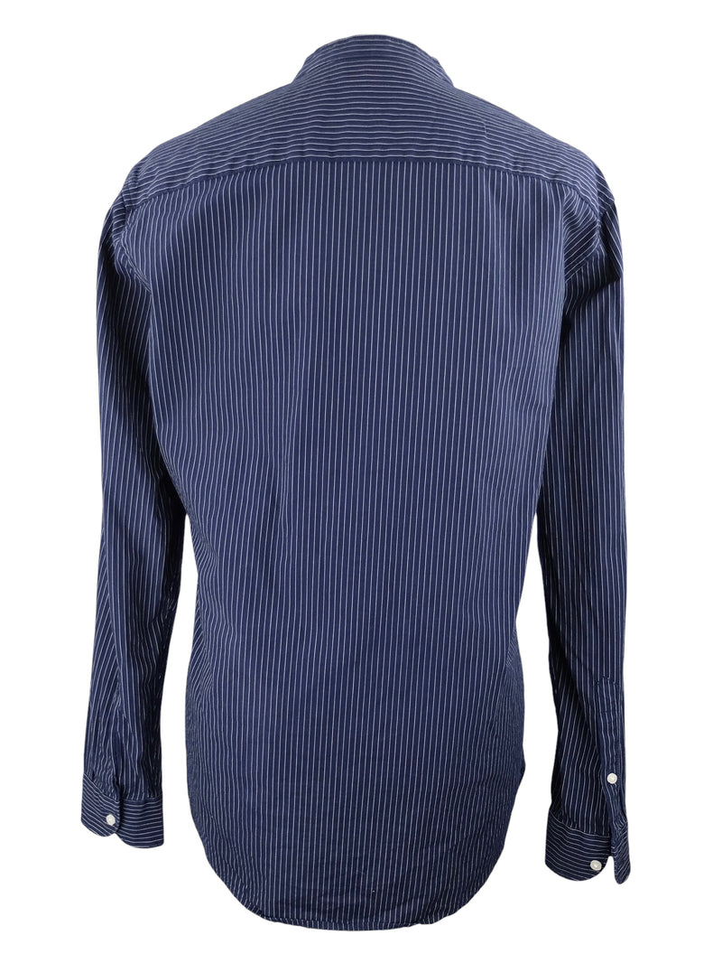 Vintage 2000s Y2K Replay Regular Fit Navy Blue Pinstripe Collarless Lo Thee Cultivator Vintage 2000s Y2K Replay Regular Fit Navy Blue Pinstripe Collarless Lo Thee Cultivator