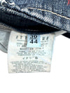 Vintage 2000s Y2K Versace Jeans Couture Low Rise Medium Wash Faded Denim Skirt With Red Stars & Rhinestones | Size M