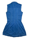 Vintage 2000s Y2K Moschino Mod Preppy Blue Sleeveless Collared Snap Button Down A-Line Mini Dress | Size M