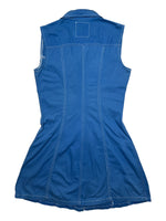 Vintage 2000s Y2K Moschino Mod Preppy Blue Sleeveless Collared Snap Button Down A-Line Mini Dress | Size M