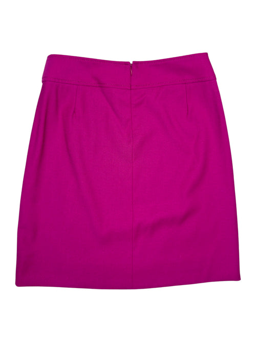Vintage 2000s DOLCE & GABBANA Fuchsia Pink Wool Wrap Style Mini Skirt with Silver Buttons | Size S