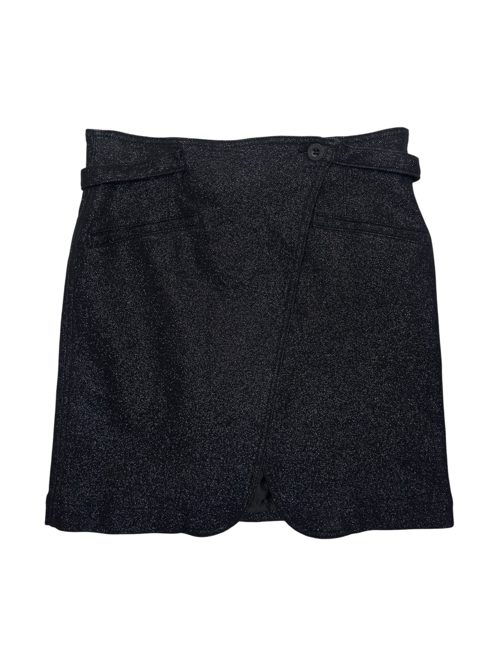 Vintage 90s CAVALLI Black Sparkle Fitted Mini Wrap Skirt with Tie Belt Detail | Size S