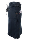 Vintage 2000s Y2K Gothic Grunge Subversive Black Pinstripe Patchwork Asymmetrical Wrap Knee Length Midi Skirt | 30 Inch Waist