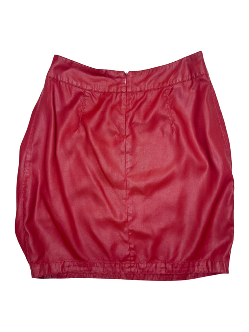 Vintage 2000s COP COPINE Red Coated Lyocell Draped Bubble Tulip Mini Skirt | Size S