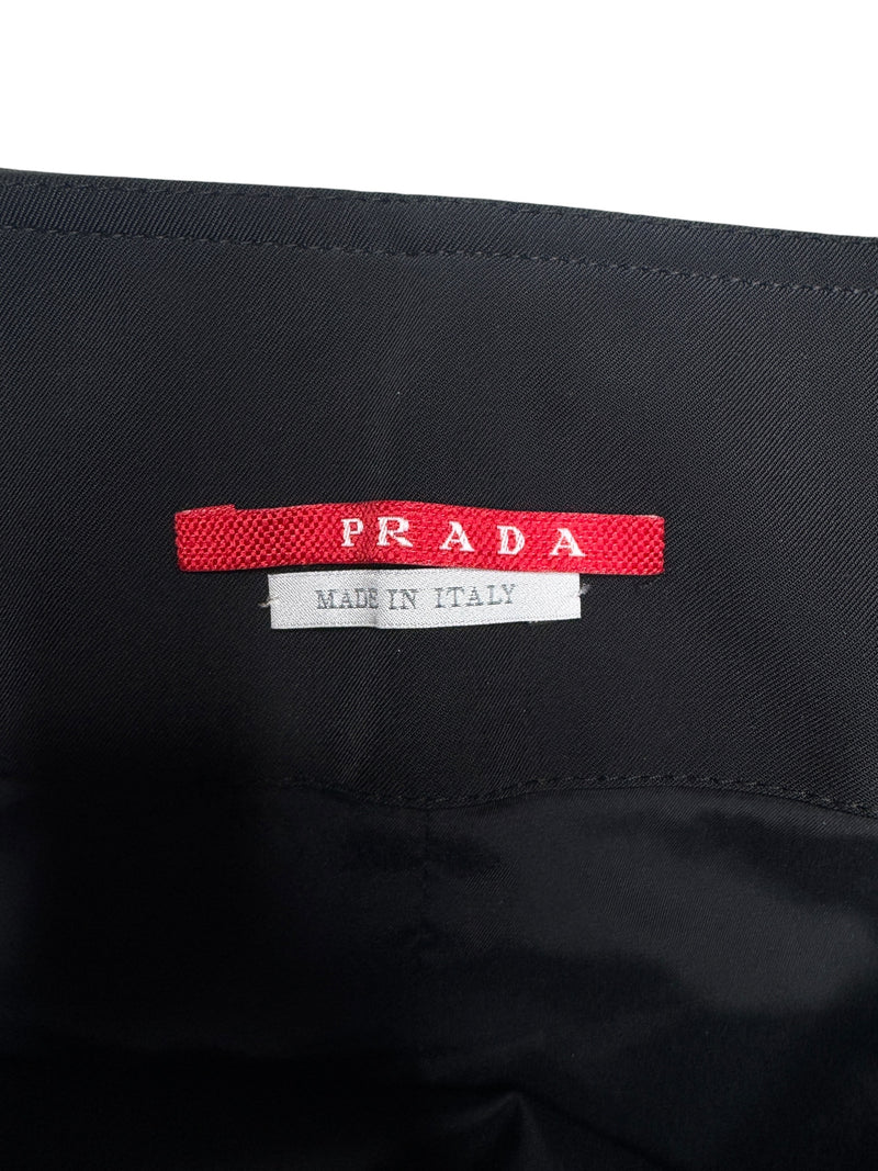Vintage 2000s Y2K Prada Low Rise Solid Black Straight Silhouette Midi Skirt | Size S-M