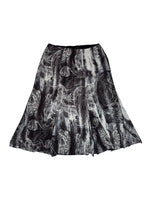 Vintage 2000s Grey Abstract Paisley Print Circle Midi Skirt | Size M