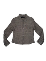Vintage 2000s ISABEL MARANT Grey & Pink Linen Plaid Collared Long Sleeve Button Up Shirt | Size S