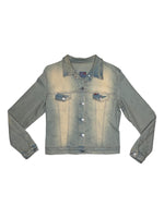 Vintage 2000s Blue & Beige Faded Stonewash Fitted Denim Jean Jacket | Size S-M