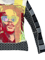 Vintage 2000s Y2K Custo Barcelona Streetwear Fitted Abstract Multicoloured Graphic Hooded Long Sleeve Shirt | Size S