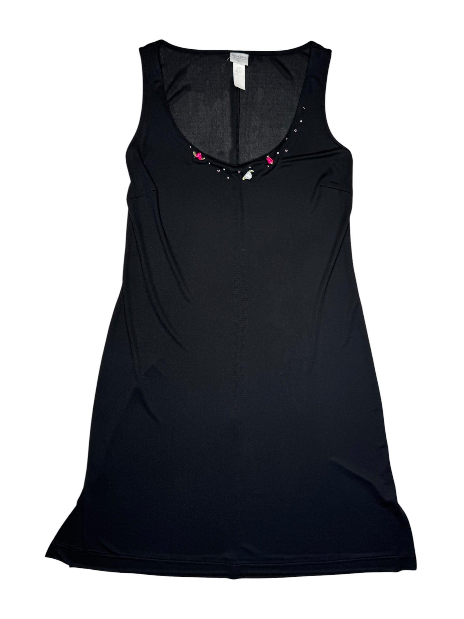 Vintage 2000s LA PERLA Black Midi Dress With Flower Details | Size M