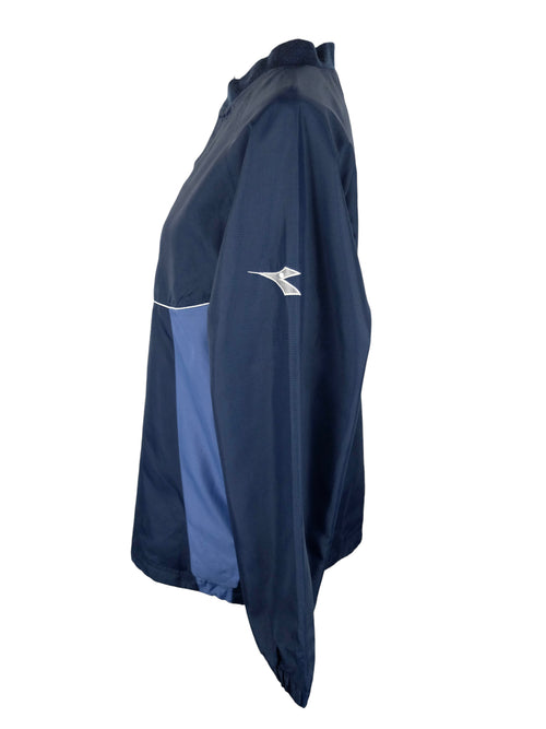 Vintage 2000s Y2K Men’s Streetwear Utility Sports Diadora Branded Dark Navy Blue Mockneck Pullover Windbreaker Shell Jacket | Men’s Size L