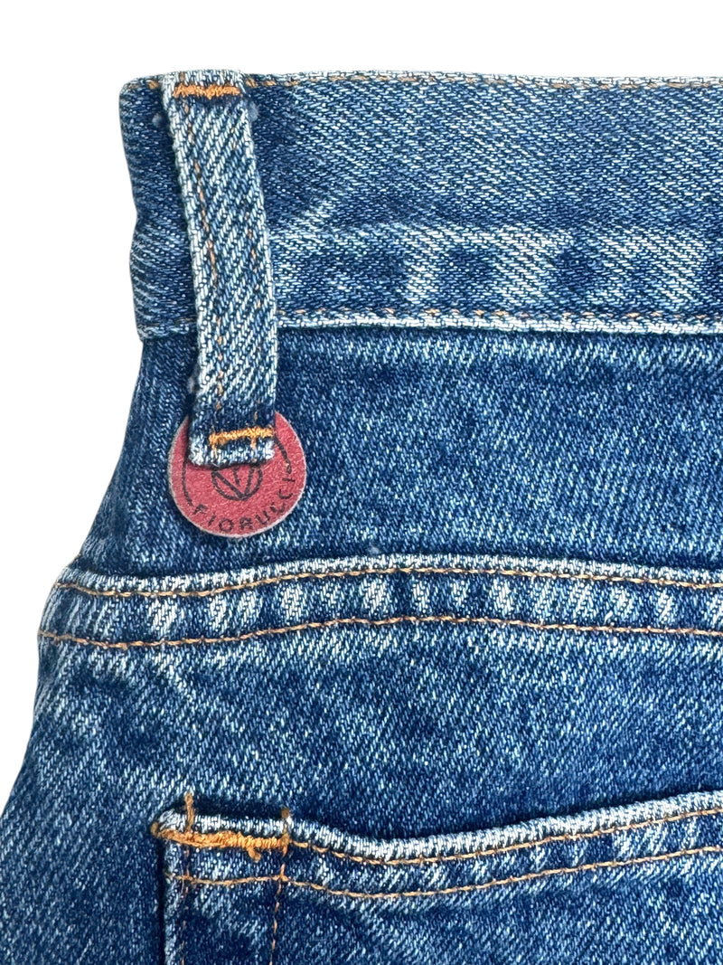 Vintage 2000s Y2K Fiorucci Mid High Rise Fitted Blue Jean Denim Mini Skirt | 28 Inch Waist