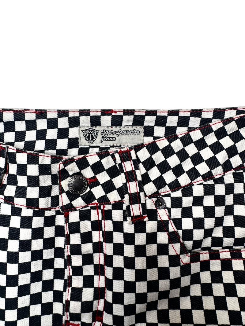 Tiger of Sweden Low Rise Black & White Checkered Micro Mini Denim Skirt | Size M