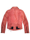 Vintage 2000s Y2K Diesel Grunge Coral Orange Zip Up Moto Leather Jacket with Corset Back Lace Detail | Size M