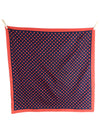 Vintage 70s Mod Rockabilly Pinup Style Red & Blue Polka Dot Print Square Bandana Neck Tie Scarf
