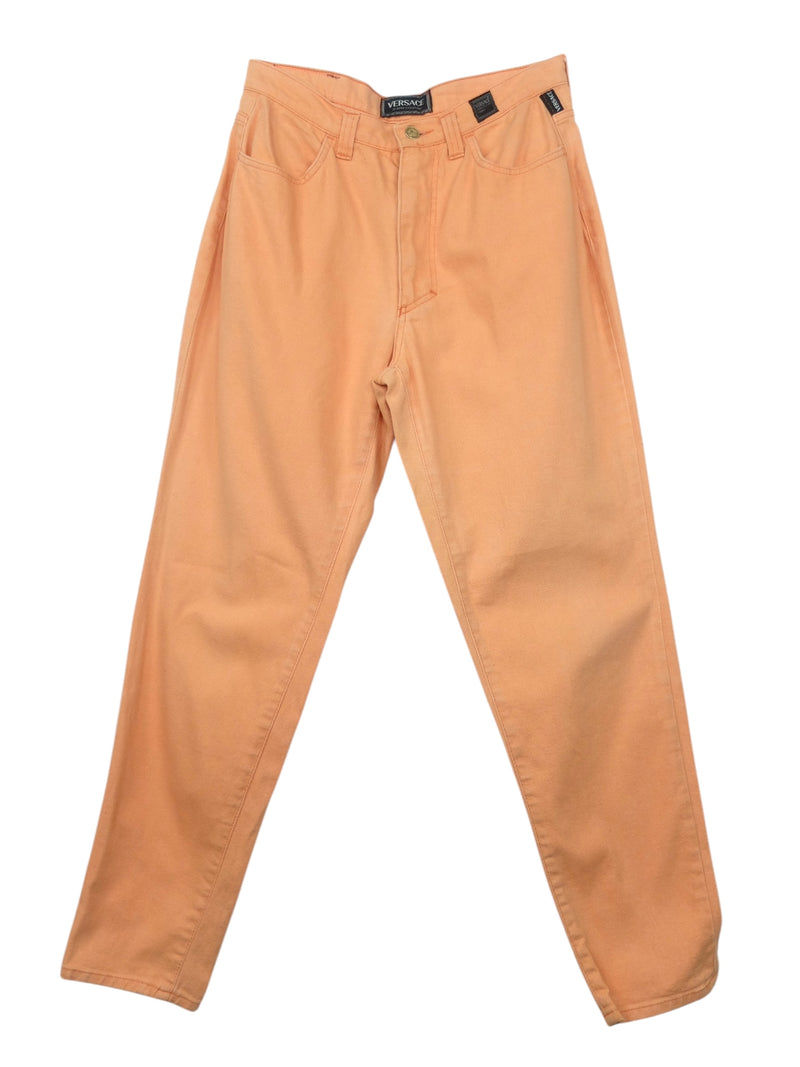Vintage 2000s Y2K Versace High Waisted Pastel Orange Denim Jeans | 30-31 Inch Waist