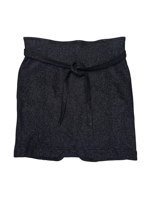 Vintage 90s CAVALLI Black Sparkle Fitted Mini Wrap Skirt with Tie Belt Detail | Size S
