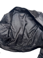 Vintage 2000s Y2K Miss Sixty Gothic Grunge Black Cropped Silky Blazer Jacket with Ruched Sleeves | Size S-M