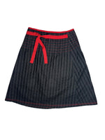 Vintage 2000s Max & Co Black & Red Below-the-Knee A-Line Midi Skirt with Waist Tie | Size S