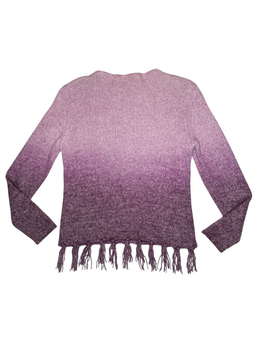 Vintage 2000s Wool Blend Purple Ombré Knit Pullover Fringe Sweater | Size S-M
