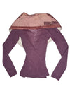 Vintage 2000s Y2K Plum Purple Cowl Collared Long Sleeve Mesh Top with Floral Detail | Size M